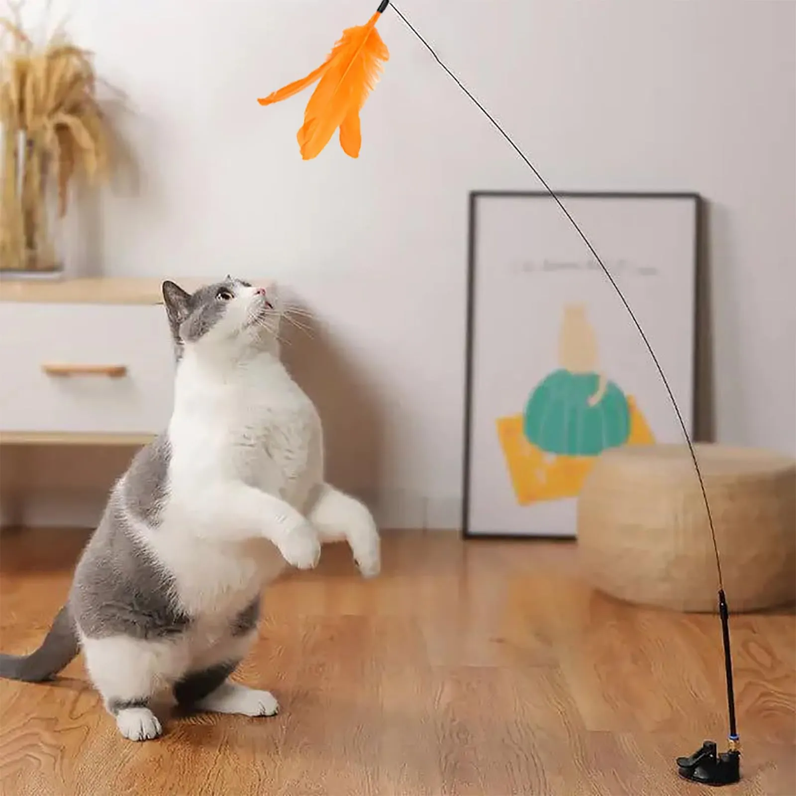 10 Pcs Interactive Cat Feather Toys Refills, Colorful cat wand toy Attachments with bell for indoor cats,interactive cat feather cat toy for All Breeds and Species