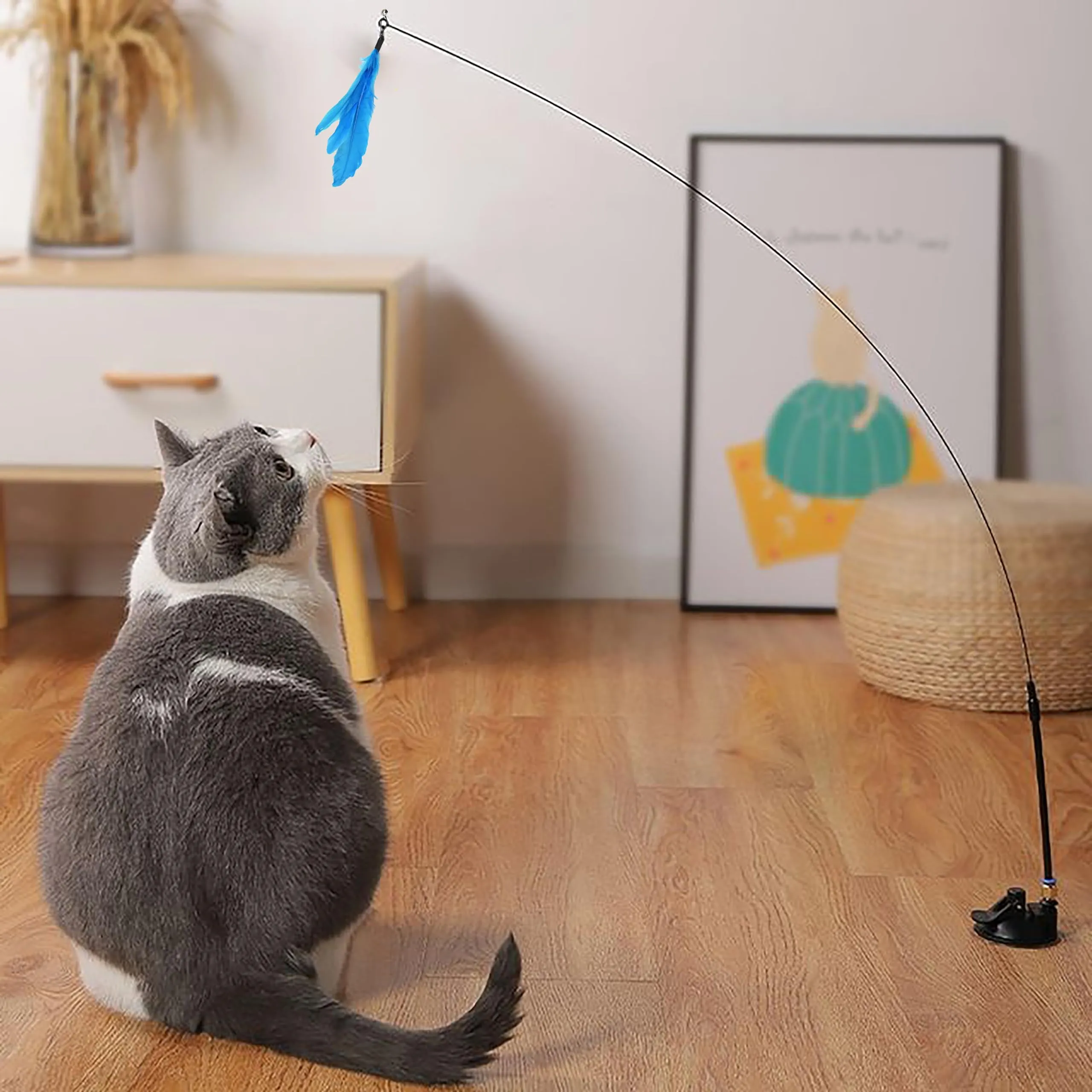 10 Pcs Interactive Cat Feather Toys Refills, Colorful cat wand toy Attachments with bell for indoor cats,interactive cat feather cat toy for All Breeds and Species