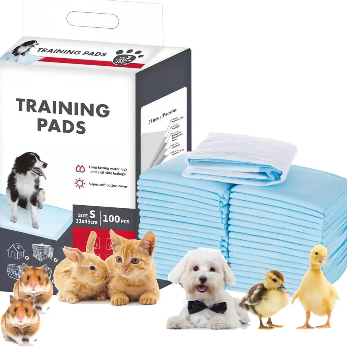 100Pcs Pee Pad Dog, 13 * 18 inche Small pet Changing pad, Puppy Potty Training Pet Pads, Super Absorbent & Leak-Free Potty Pads for Dogs
