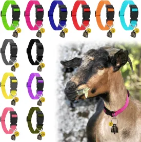 12 Pack Goat Collars with Bells and Number TagAdjustable Nylon Grazing Copper Bells with Pet Livestock Plastic ID Number Tags, Sheep Collars Set for Small Farm Animal Goat Sheep Cow