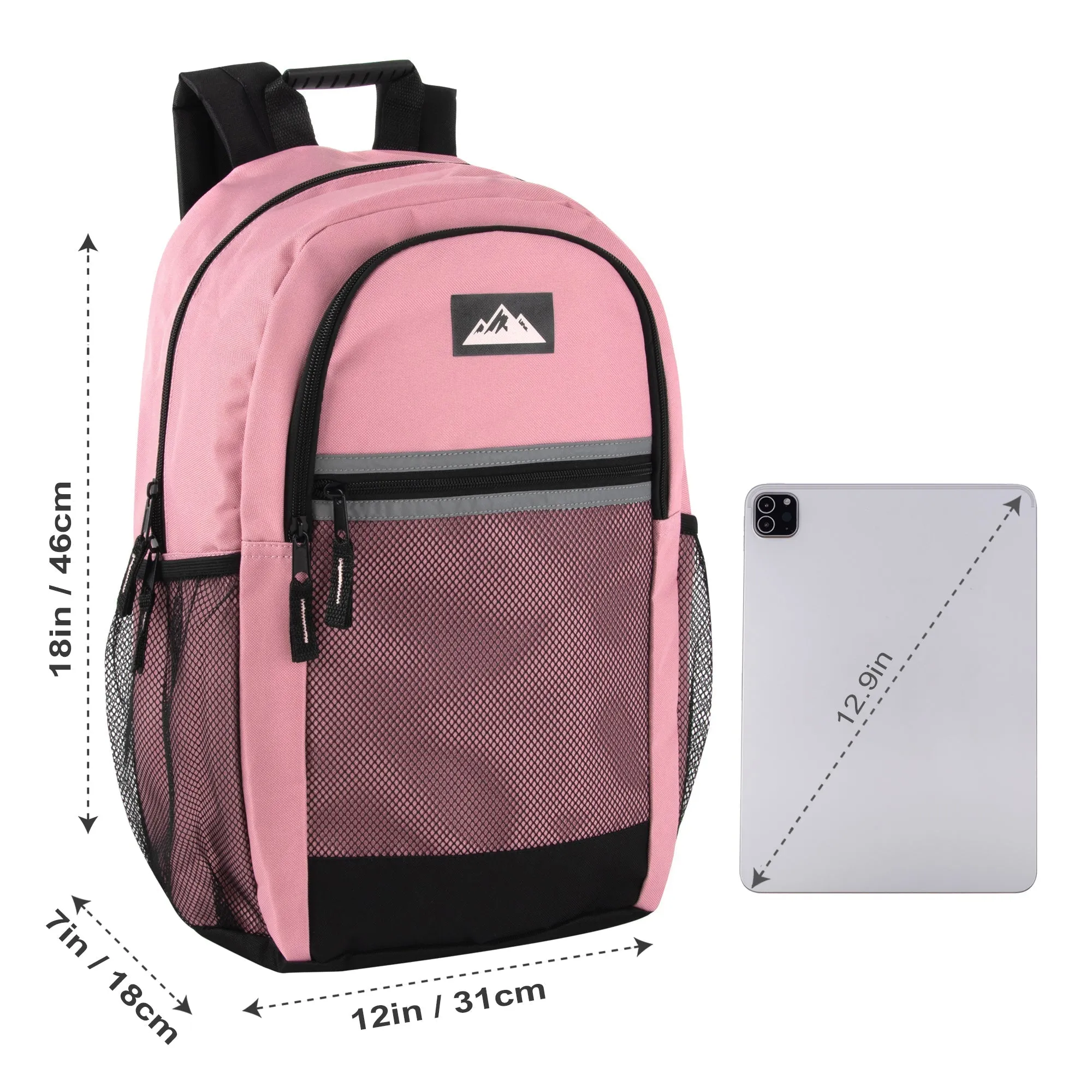 18-Inch Multi-Pocket Reflective Backpack -  3 Girls Colors
