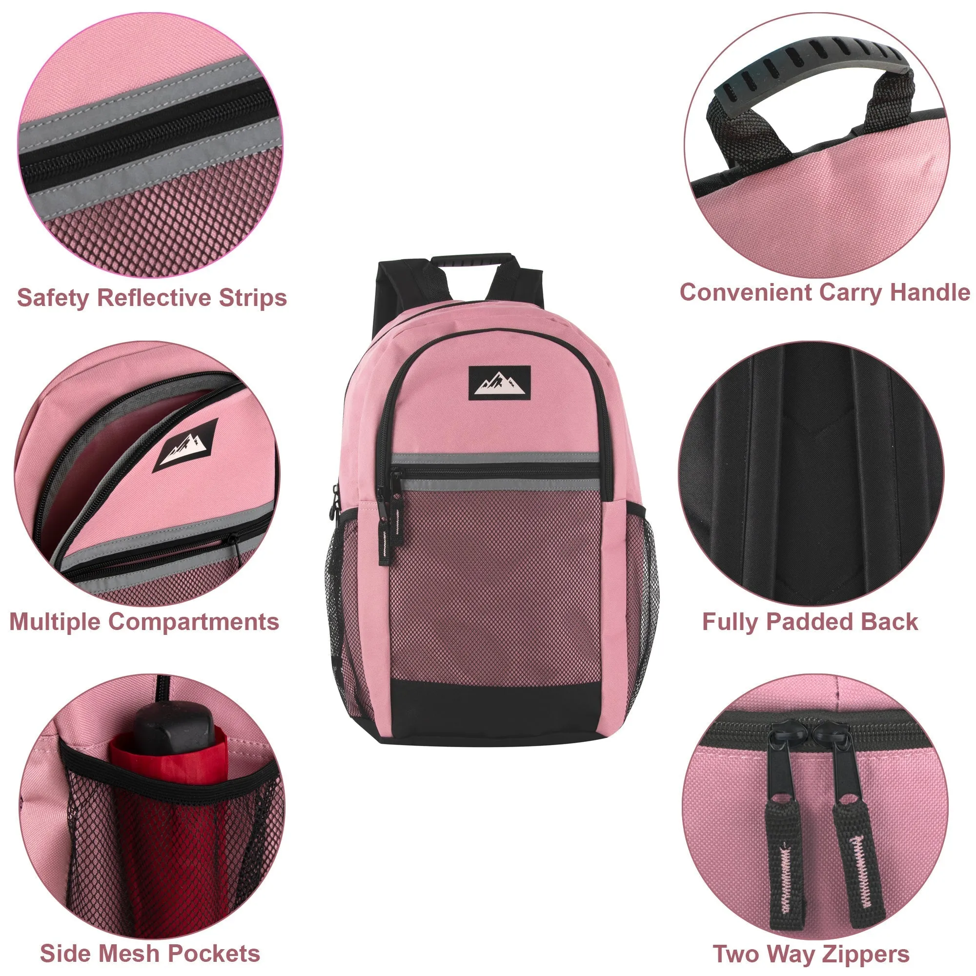 18-Inch Multi-Pocket Reflective Backpack -  3 Girls Colors