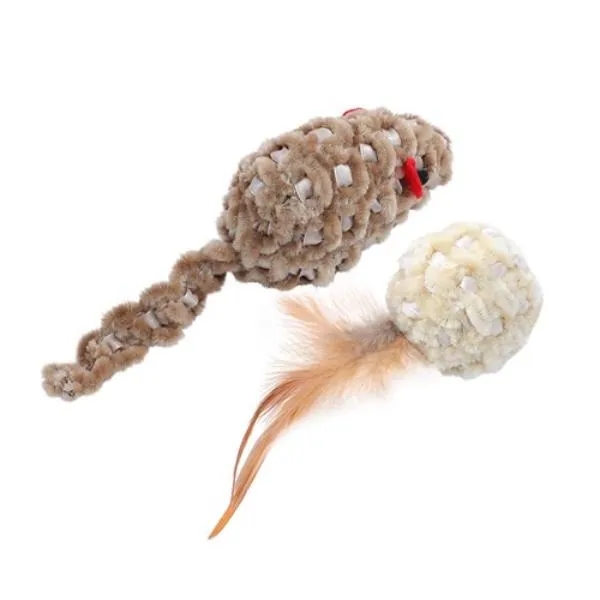 2 Pack Cara Cat Chenille Cat Toy - 7cm x 3cm x 3cm