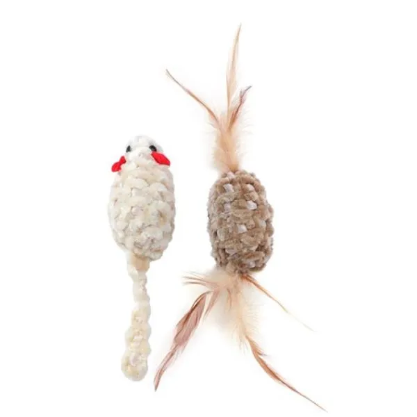 2 Pack Cara Cat Chenille Cat Toy - 7cm x 3cm x 3cm