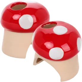 2pcs Ceramic Nest Hamster House Multi-Chamber Hideout for Mice Pet Adorable Mushroom Shape Design
