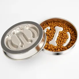 304 Stainless Steel Slow Feeder Dog Bowls, Food Grade 2 Cups Cat Bowls with Non-Slip Bottom, Maze Pet Dish to Slow Down Eating, Metal Slow Feeder Pet Bowl for Small/Medium/Large Dog