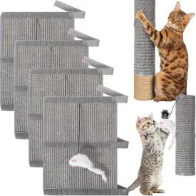 4 Pcs Sisal Cat Nail File Scratcher Wraps Around Scratching Pad 11 x 15 Inches Cat Scratch Mat Sisal Fabric Couch Scratch Protector Post Table Leg to Trim Pet Nails Protect Furniture