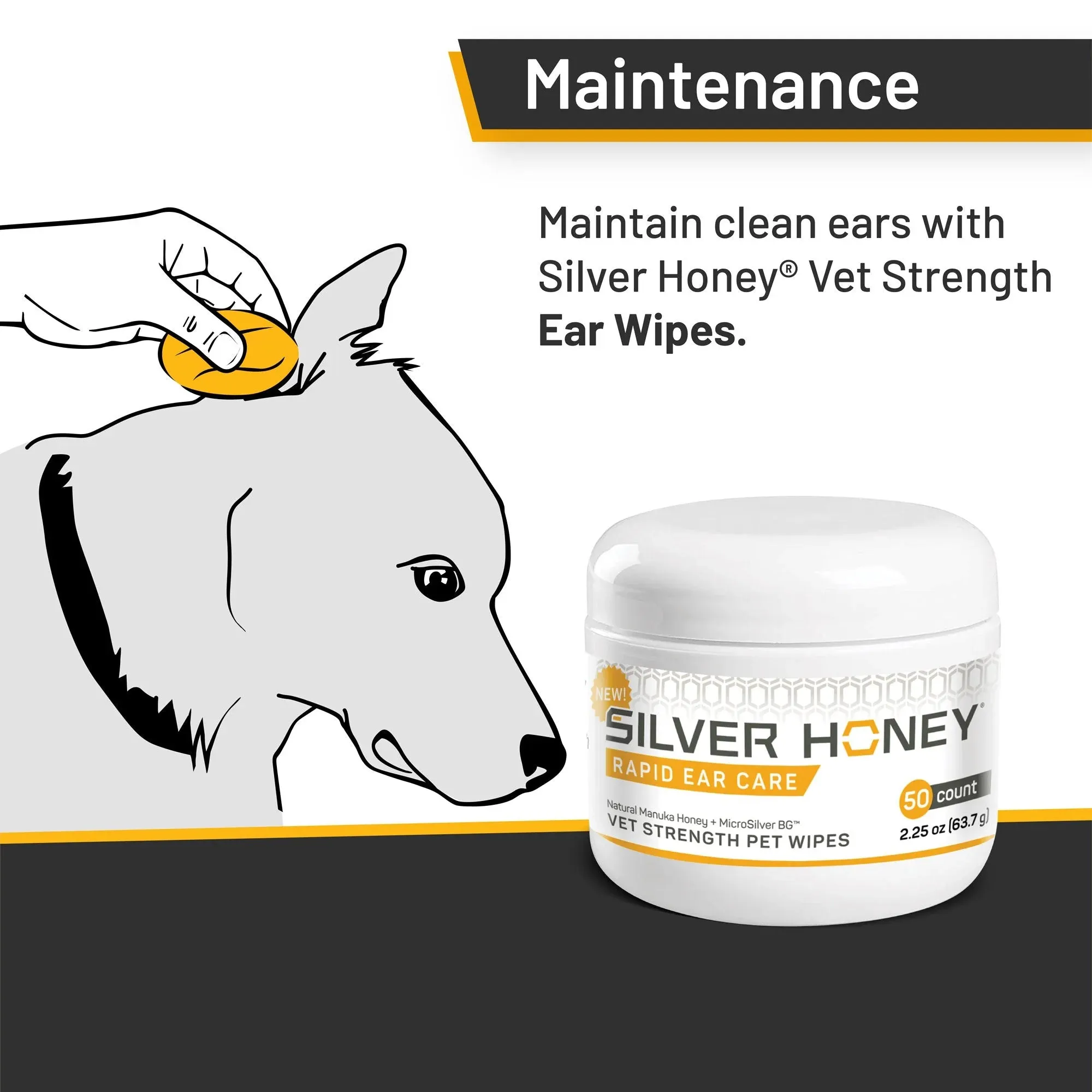 Absorbine - Silver Honey Rapid Ear Care Vet Strength Pet Wipes