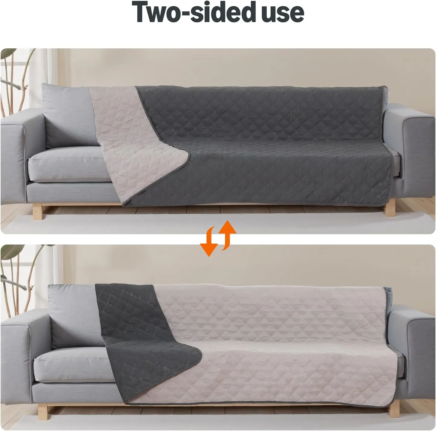 Amazon Basics Dog Bed Cover, Washable, Quilted Furniture Protector for Indoor Pets, Non-Slip Couch Cover Small, Gray