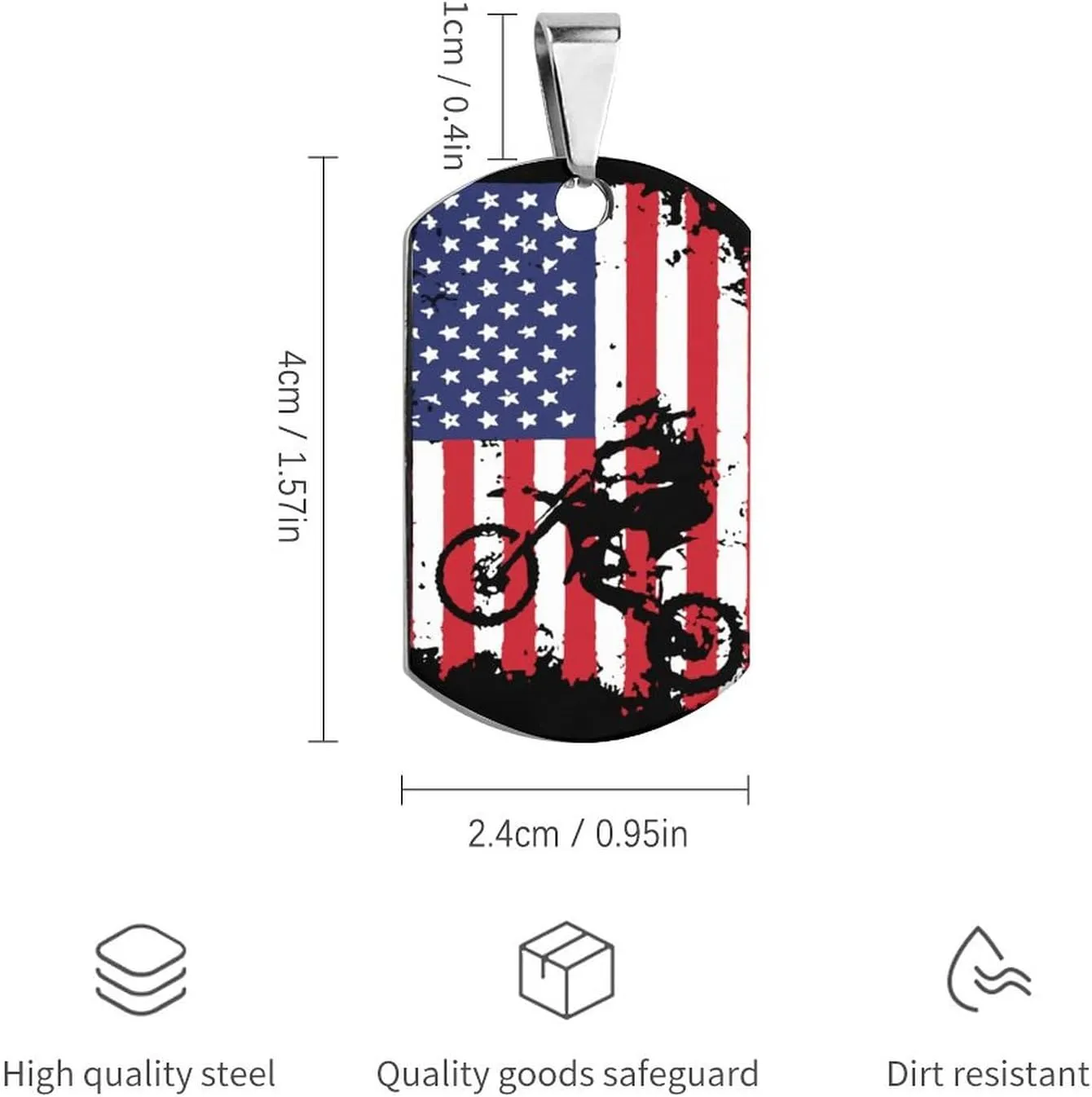 American Flag Motocross Dirtbike Pet ID Tags Personalized Stainless Steel Dog and Cat Tags Cute Collar Tag Dog Tags