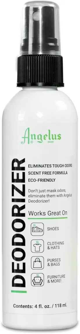 Angelus Deodorizer  Scent-Free Odor Eliminator Spray for Shoes, Clothing, and Accessories  Safe for All Materials  4 oz Pump Bottle