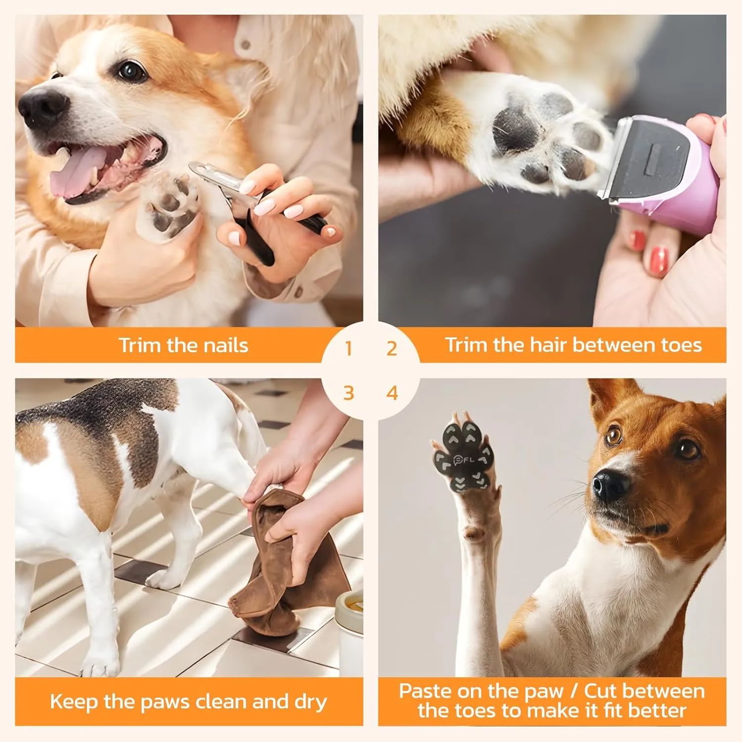 Anti-Slip Dog Paw Protector Pads for Senior Dogs, Dog Paw Black Stickers with Strong Traction on Hardwood Floor, Dog Essentials,12sets(48pcs) XXL (61-80lbs)