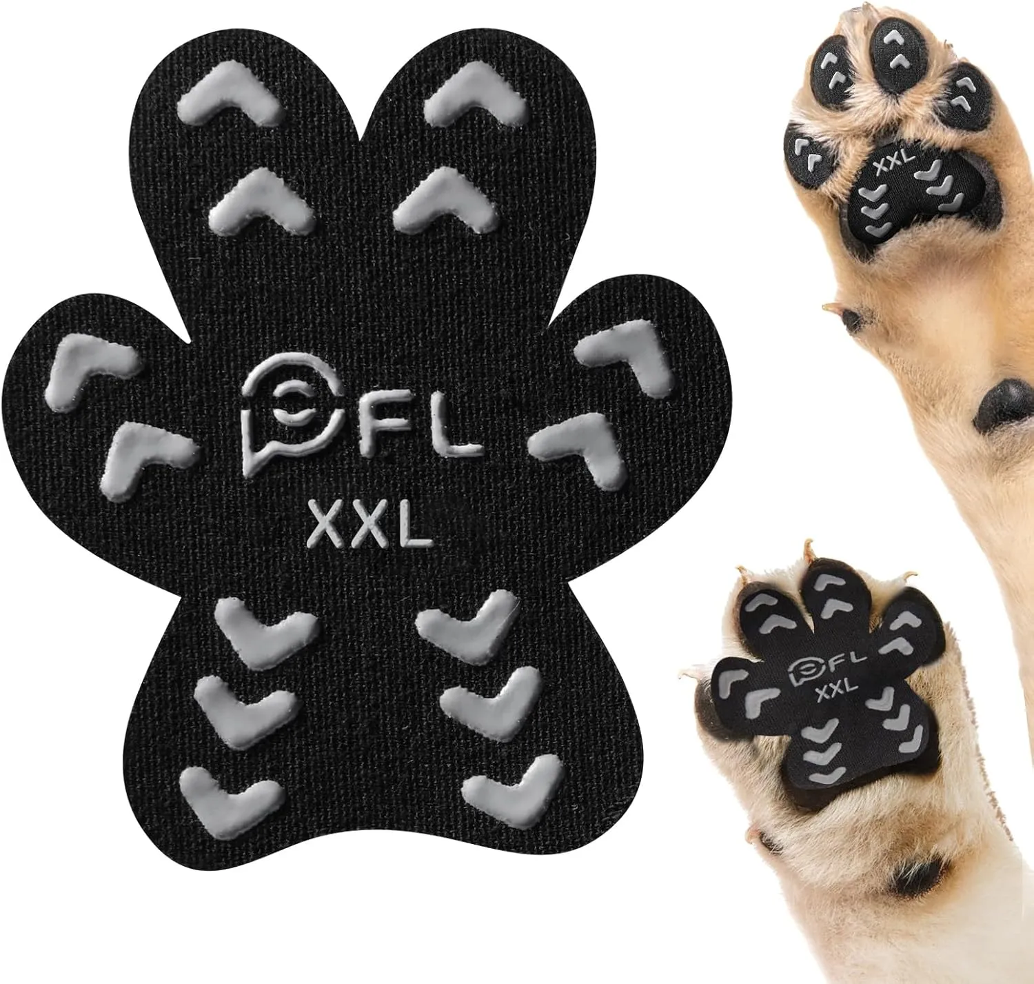 Anti-Slip Dog Paw Protector Pads for Senior Dogs, Dog Paw Black Stickers with Strong Traction on Hardwood Floor, Dog Essentials,12sets(48pcs) XXL (61-80lbs)