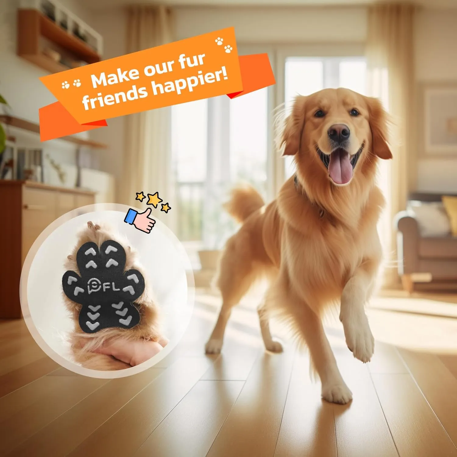 Anti-Slip Dog Paw Protector Pads for Senior Dogs, Dog Paw Black Stickers with Strong Traction on Hardwood Floor, Dog Essentials,12sets(48pcs) XXL (61-80lbs)