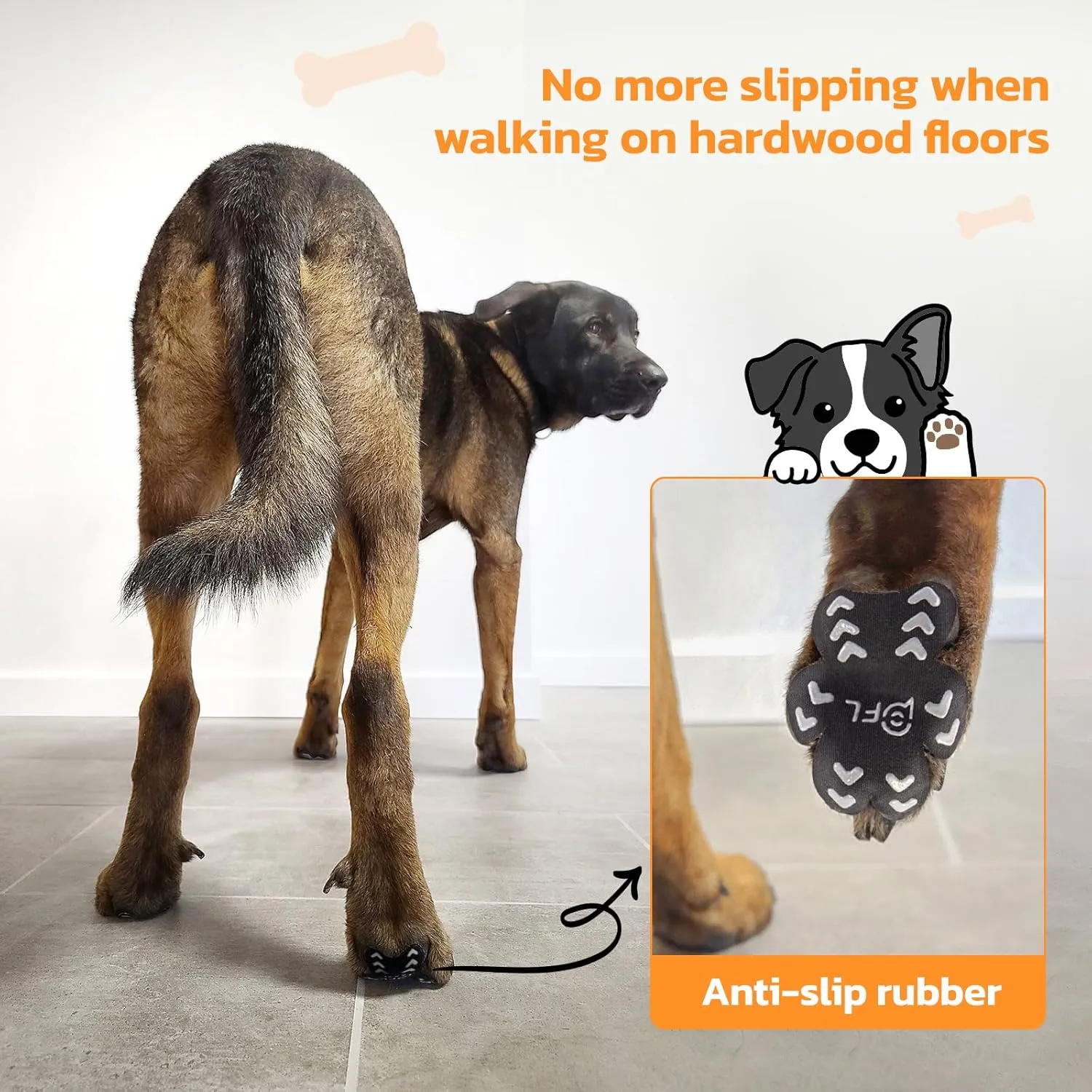 Anti-Slip Dog Paw Protector Pads for Senior Dogs, Dog Paw Black Stickers with Strong Traction on Hardwood Floor, Dog Essentials,12sets(48pcs) XXL (61-80lbs)
