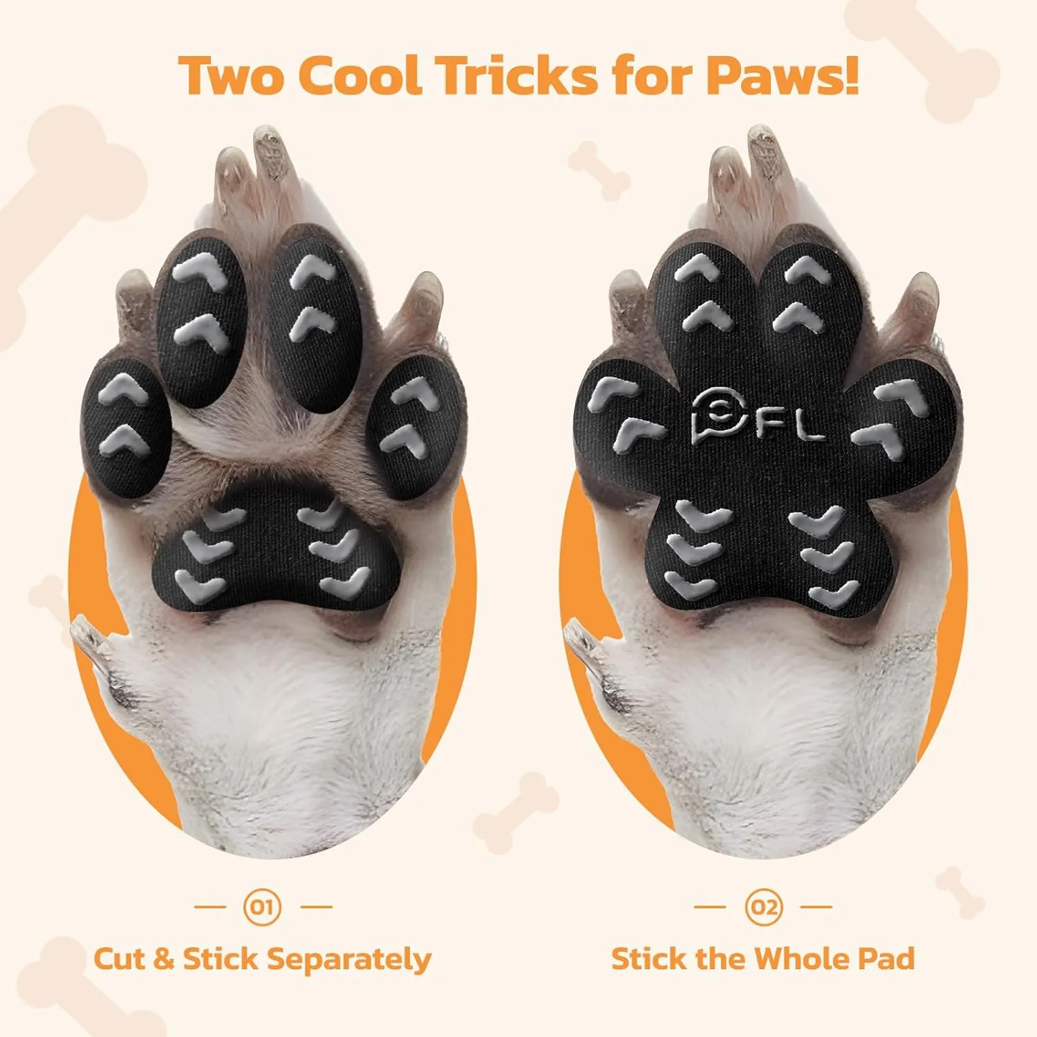Anti-Slip Dog Paw Protector Pads for Senior Dogs, Dog Paw Black Stickers with Strong Traction on Hardwood Floor, Dog Essentials,12sets(48pcs) XXL (61-80lbs)