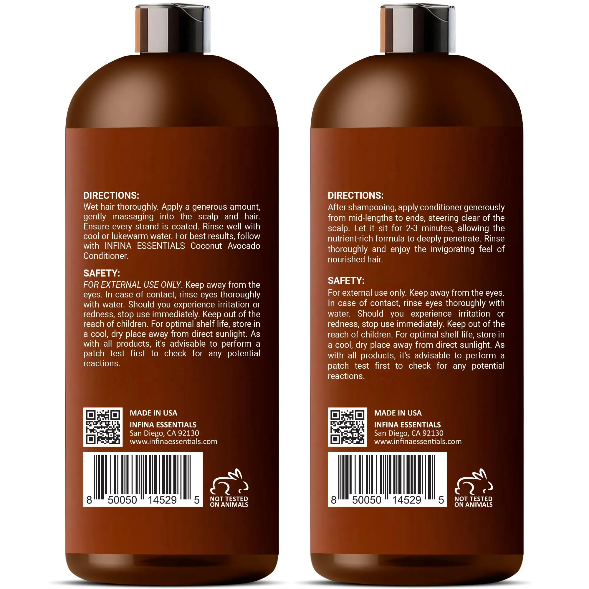 Apple Cider Vinegar Shampoo and Conditioner Set Sulfate Free for Men & Women - Itchy Scalp Shampoo w/Moisturizing Coconut Avocado Conditioner - Loc Shampoo and Conditioner for Dreads, 16 fl oz each