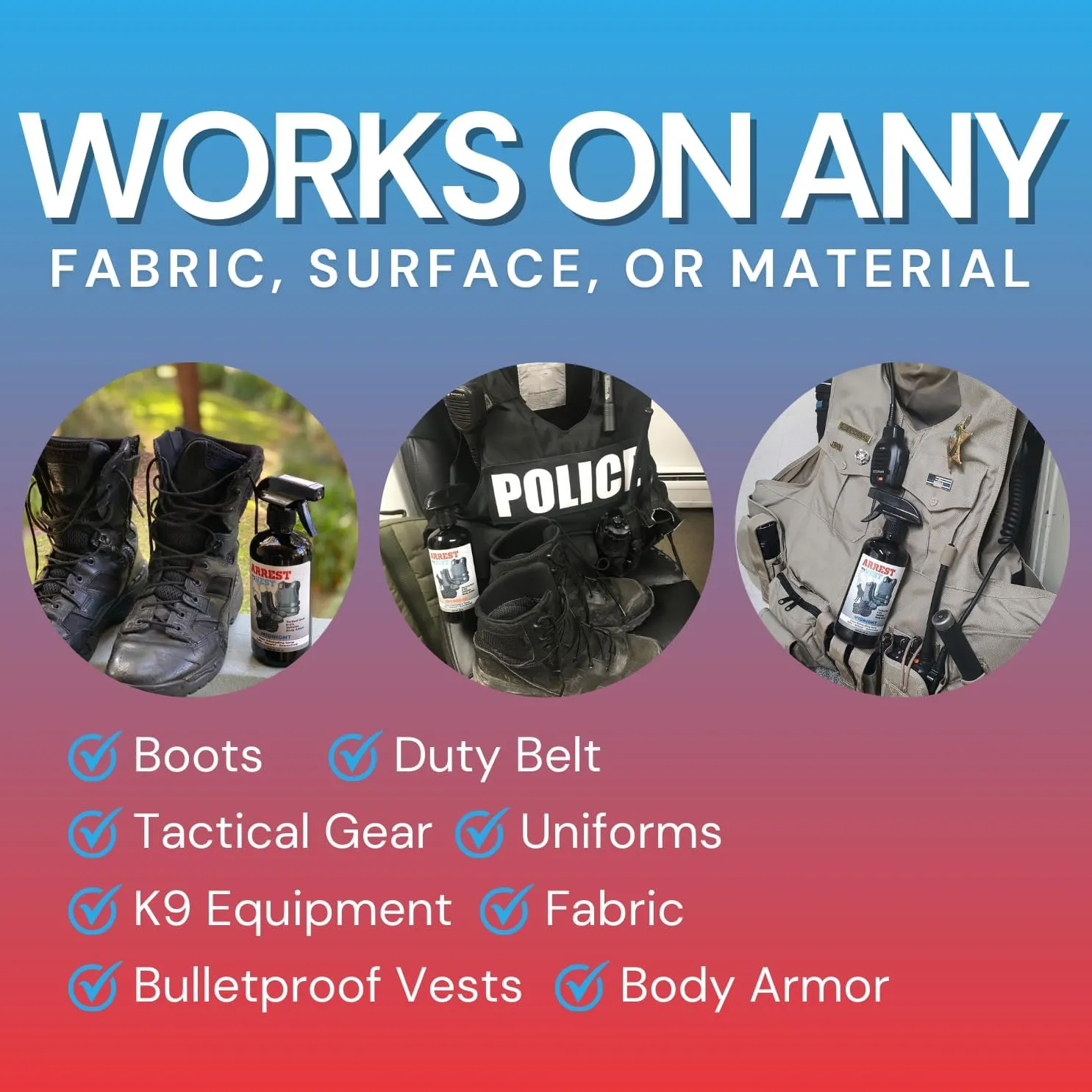 Arrest My Vest Military and Police Grade Odor Eliminating Spray for Body Armor Odor, Tactical Gear. Safe on K9's. Triple Pack of 3 Midnight 4 oz Bottles