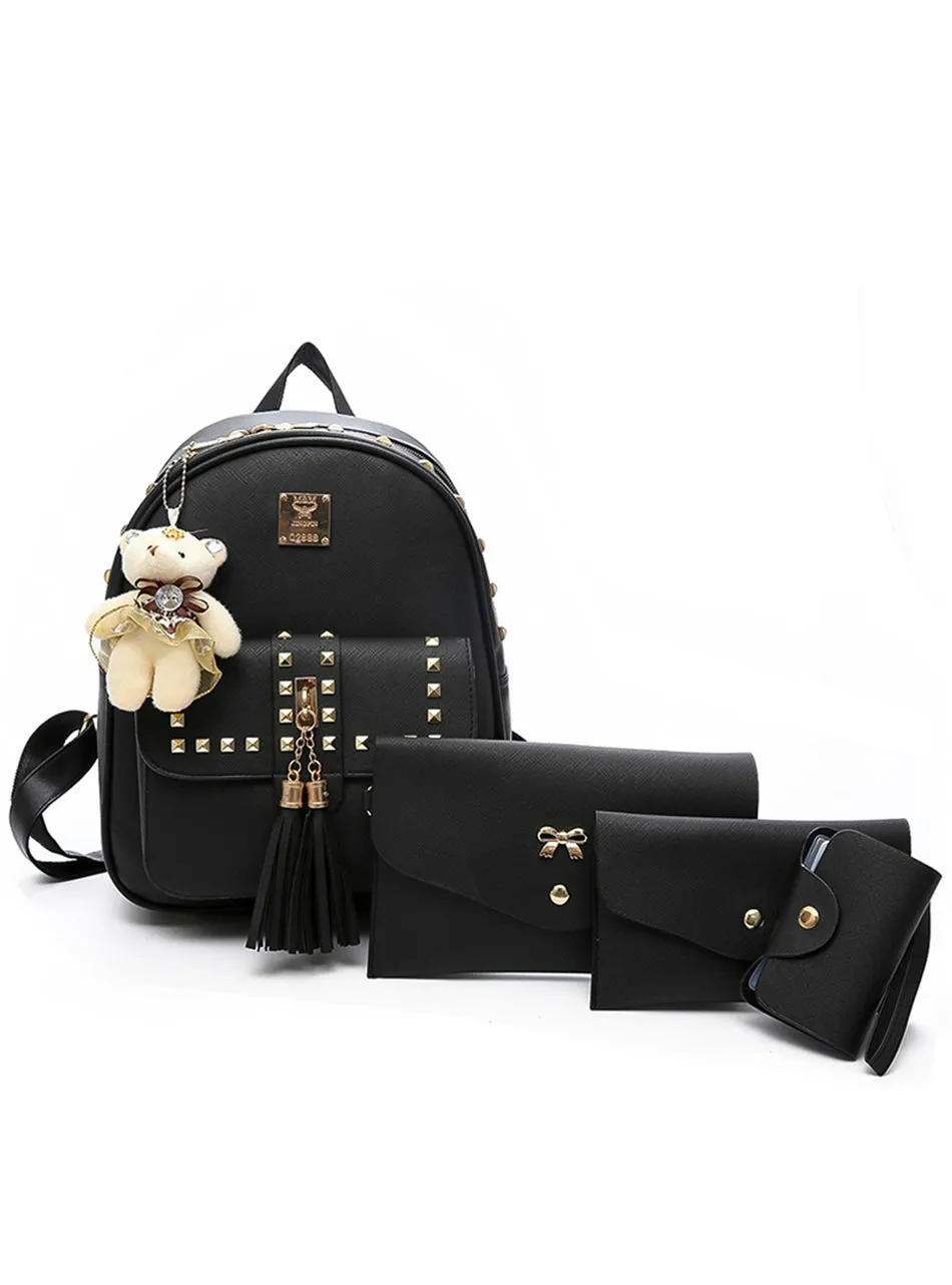 Black Backpack School Bags For Teenage Girls
