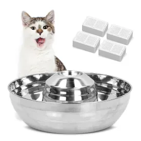 BNISE Cat Water Fountain Stainless Stee Water Drinking, Easy Assemble & Clean Pet Fountain for Dogs & Cats