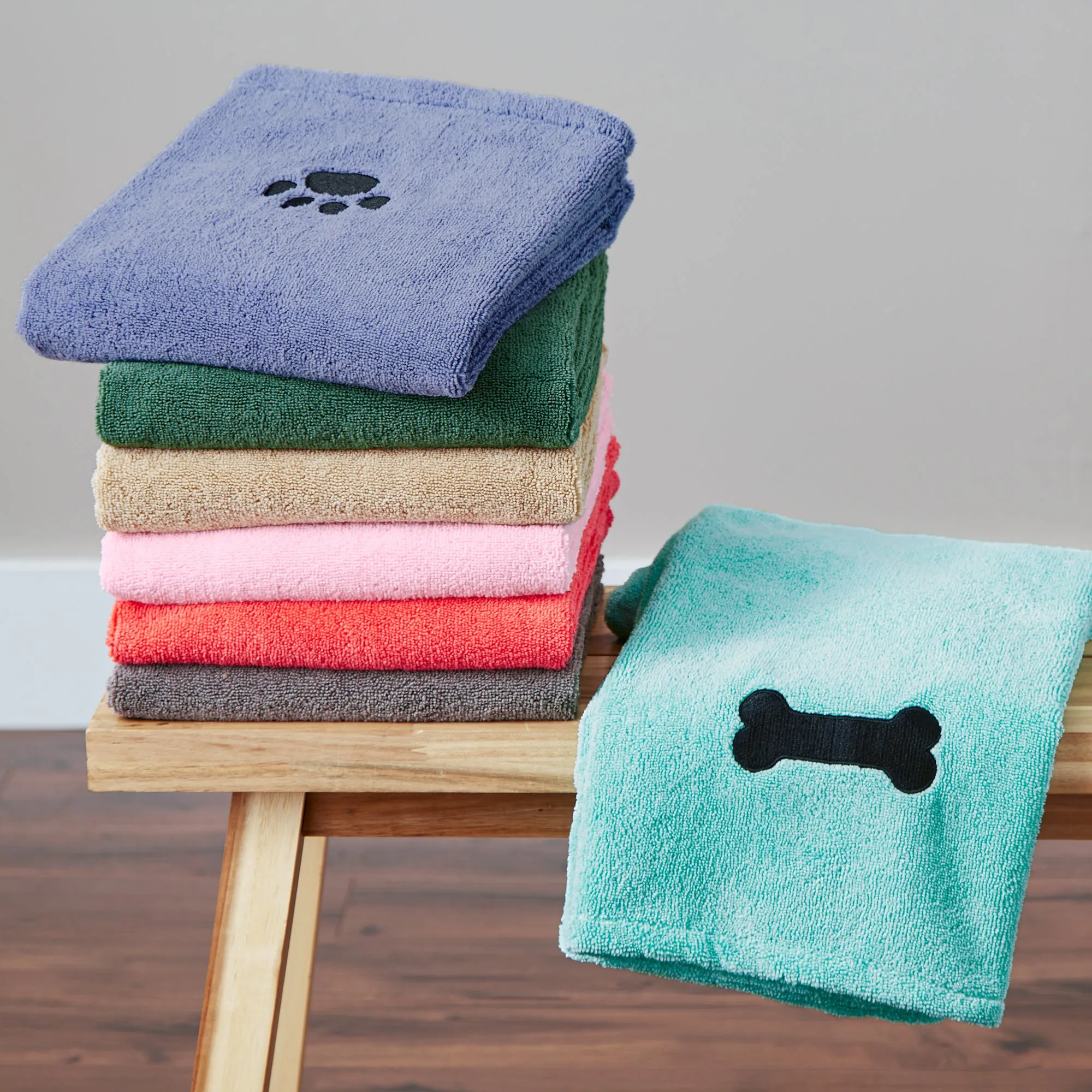 Bone Dry Large Pet Towel, Absorbent Microfiber, Hunter Green, 41x23.5"