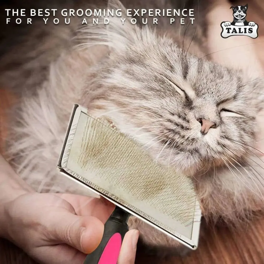 Brush Pet Slicker Grooming Dog Cat Hair Shedding Comb Self Cleaning Fur Tool