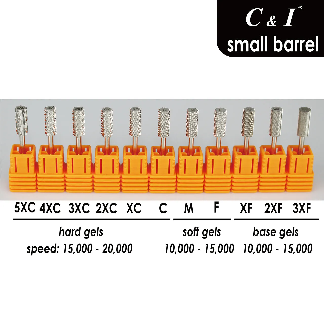 C&I Nail Drill Bits Professional Efile for Electric Nail Drill Machine Basic E-File for Nail Techs Small Barrel Version