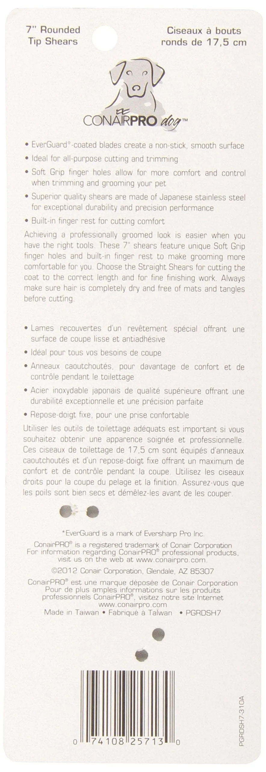 CONAIR Round Tip Pet Grooming Shears - 7"