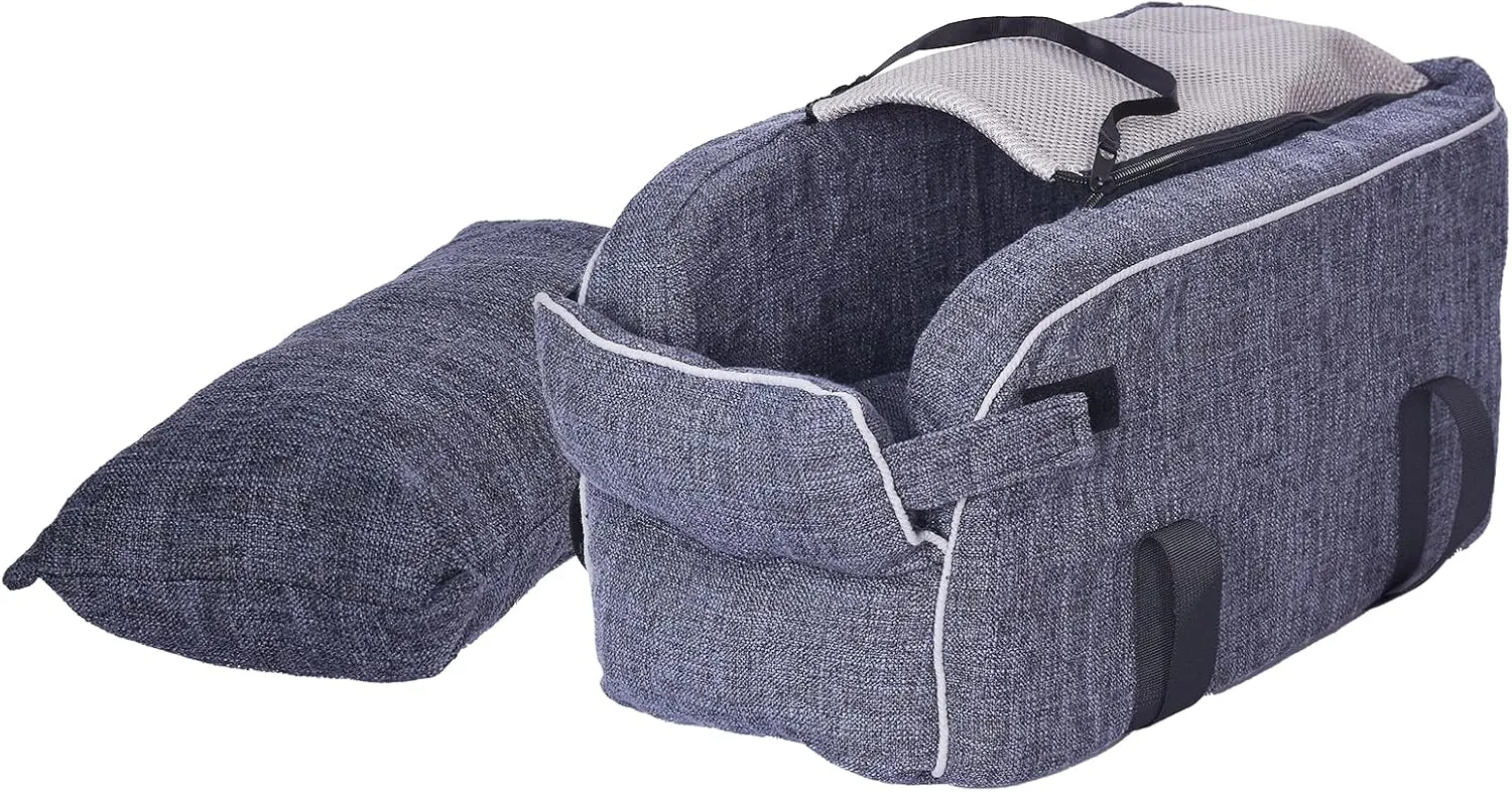 Console Car Seat for Small Dogs 0-10 lbs, Dog Car Seat for Small Dogs with Washable Cushion and Safety Tethers, Portable and Comfortable Travel Seat, Suitable for Small Pets Dog Cat