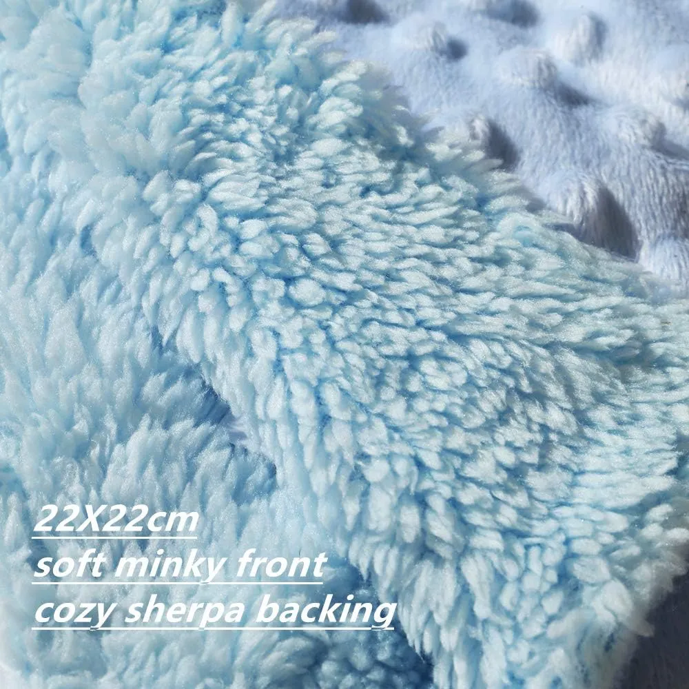 CREVENT Cozy Plush Baby Security Blanket Loveys for Baby Boys, Minky Dot Front   Sherpa Backing with Animal Face (Blue Bear)