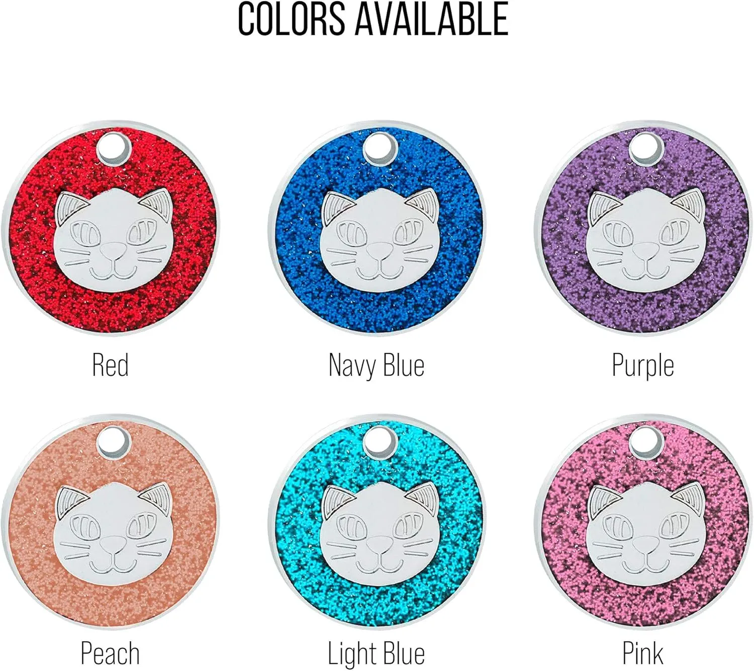 Custom Cat Name Tag ID, Personalized Cute Shiny Kitty Tag, Engraved Cute paw for Puppies with Ring Included (Shiny Round Cat)