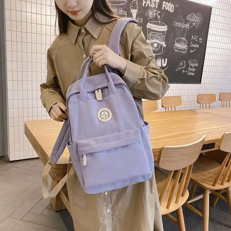 Cute and Compact Solid Color Canvas Backpacks