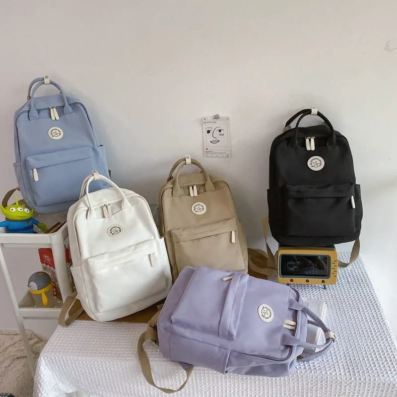 Cute and Compact Solid Color Canvas Backpacks