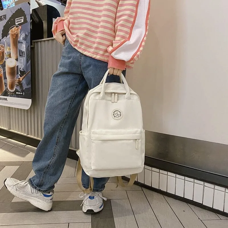 Cute and Compact Solid Color Canvas Backpacks