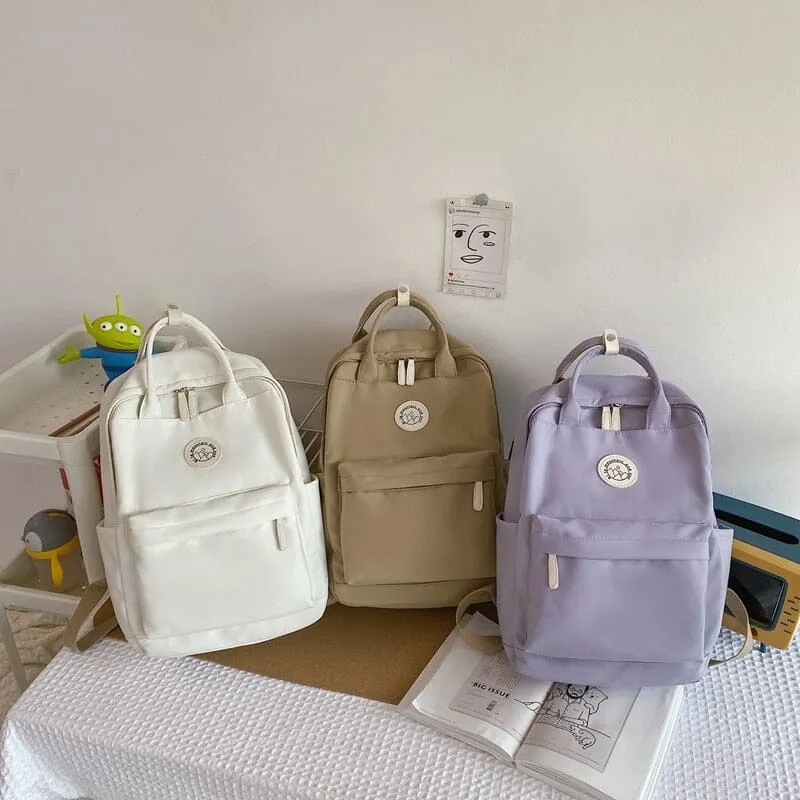 Cute and Compact Solid Color Canvas Backpacks