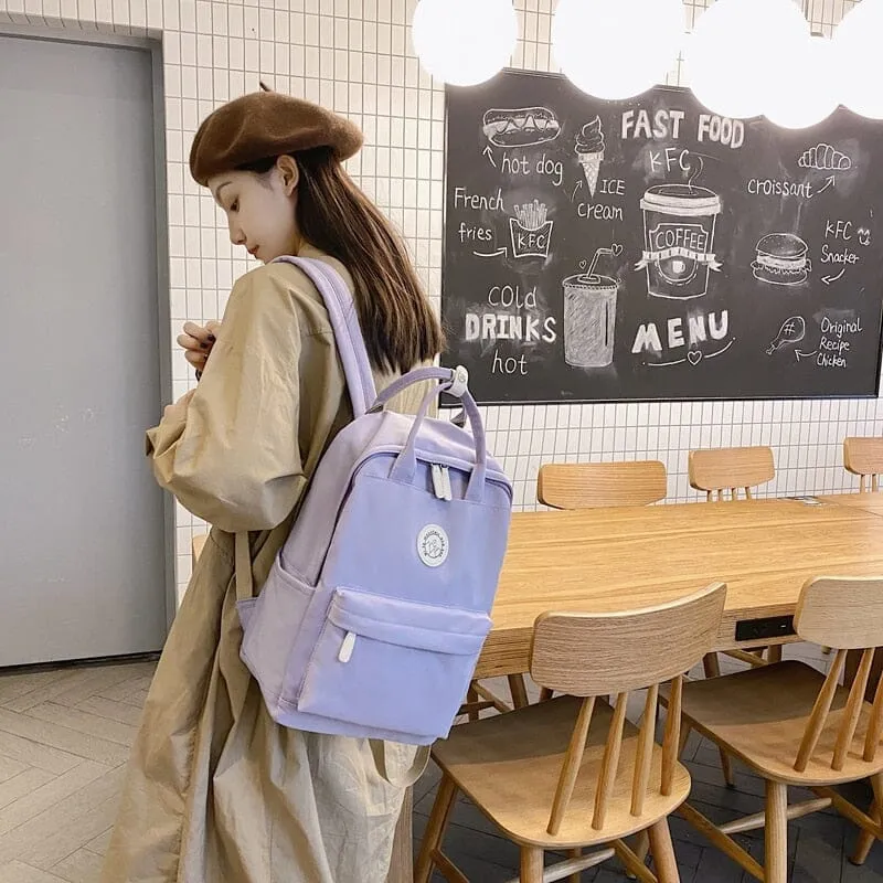 Cute and Compact Solid Color Canvas Backpacks