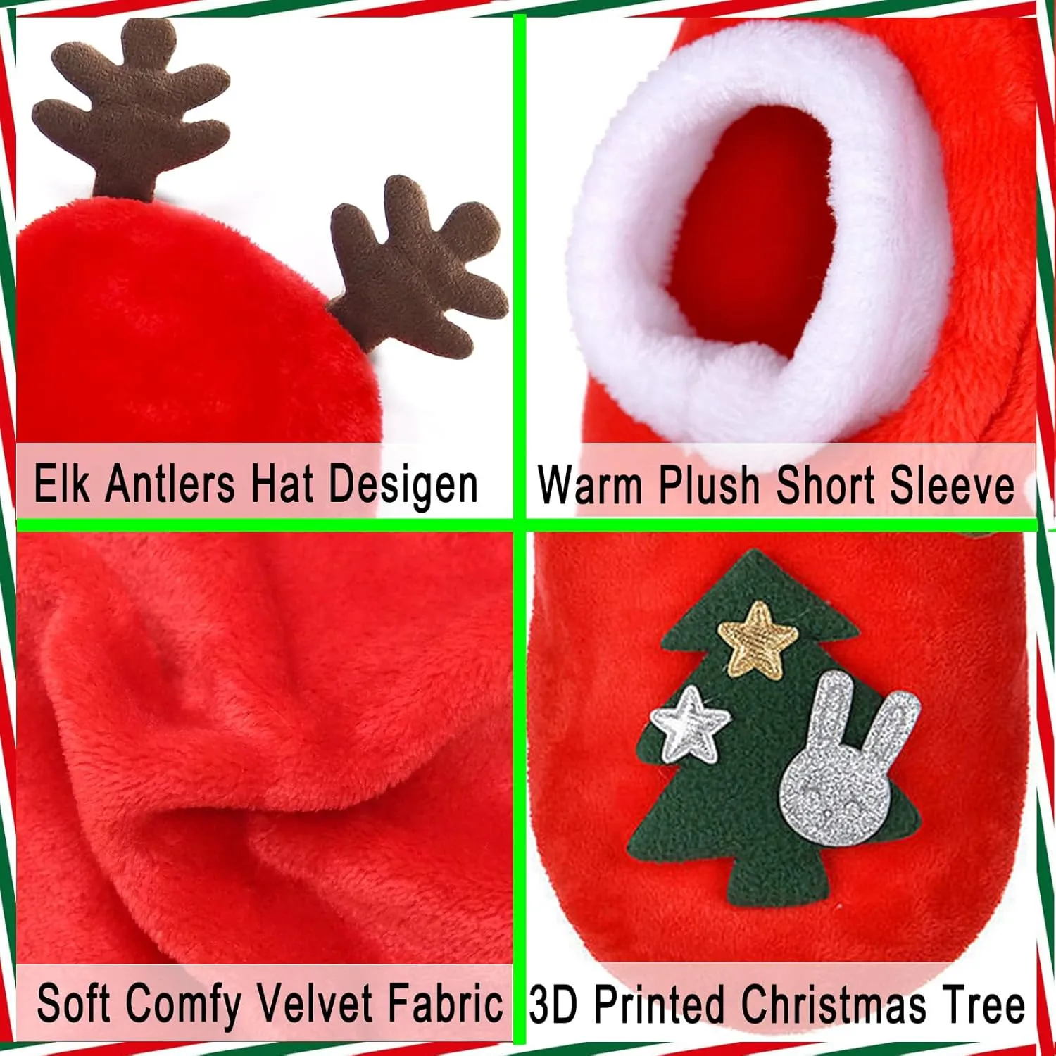 Dog Christmas Costumes, Pet Cold Weather Sweater Coat, Puppy Santa Claus Reindeer Outfit Winter Hoodie Warm Vest Clothes, Jumpsuit Apparel for Small Medium Dogs Cats Party Cosplay (Medium)