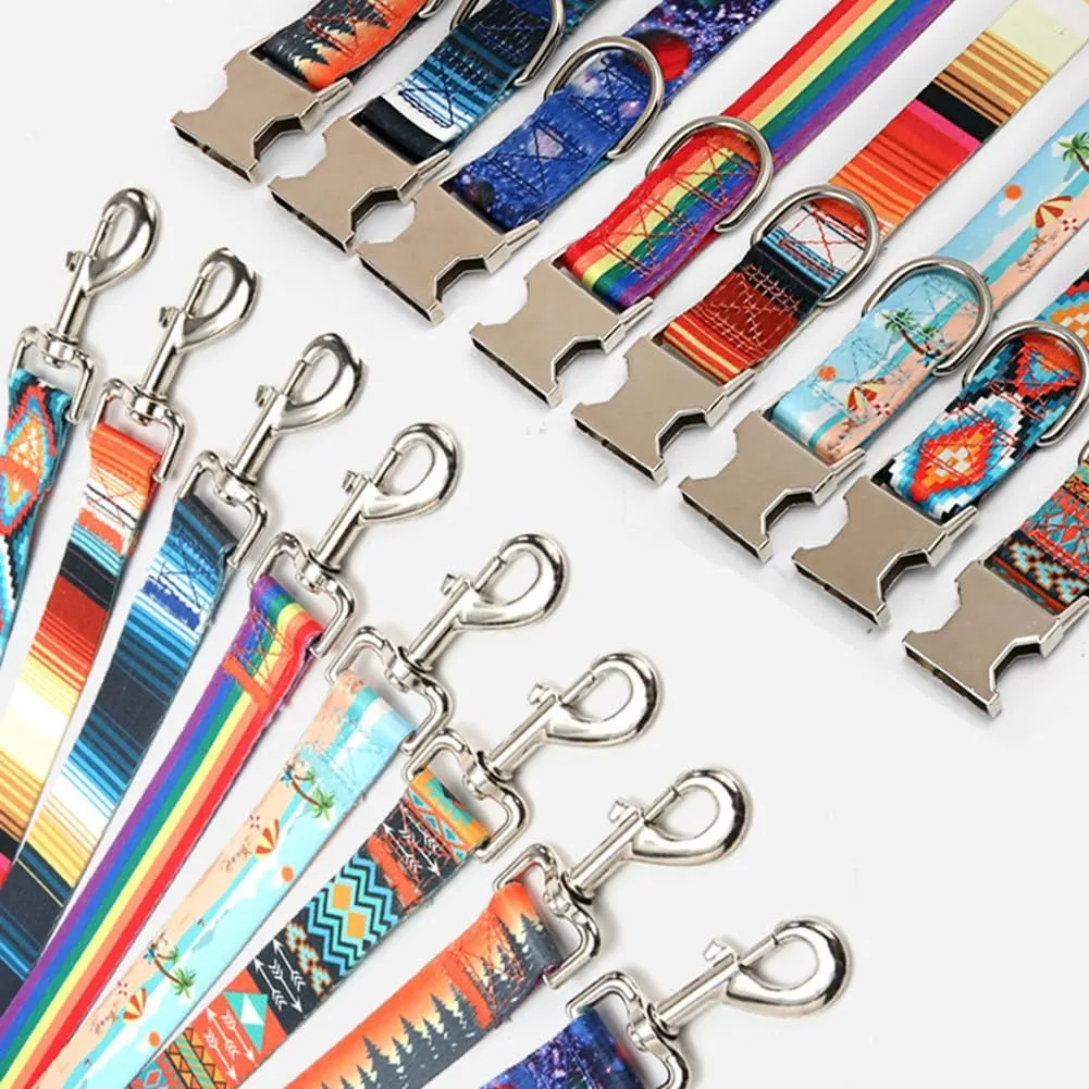 Dog Collar and Leash Set with Safety Locking Metal Buckle, Soft Quick Release Dog Collars Adjustable for Small Medium Large Dogs and Kitten Cats