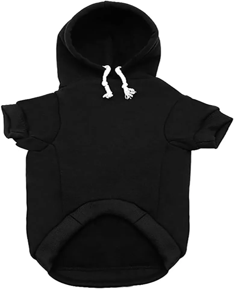 Dog Hoodie for Small Dogs, Medium Dogs, Cats - Black - XXL - Happy Birthday Gift - Fleece Sweater - Winter Sweat Shirt - Warm Cotton Dog Hoodie