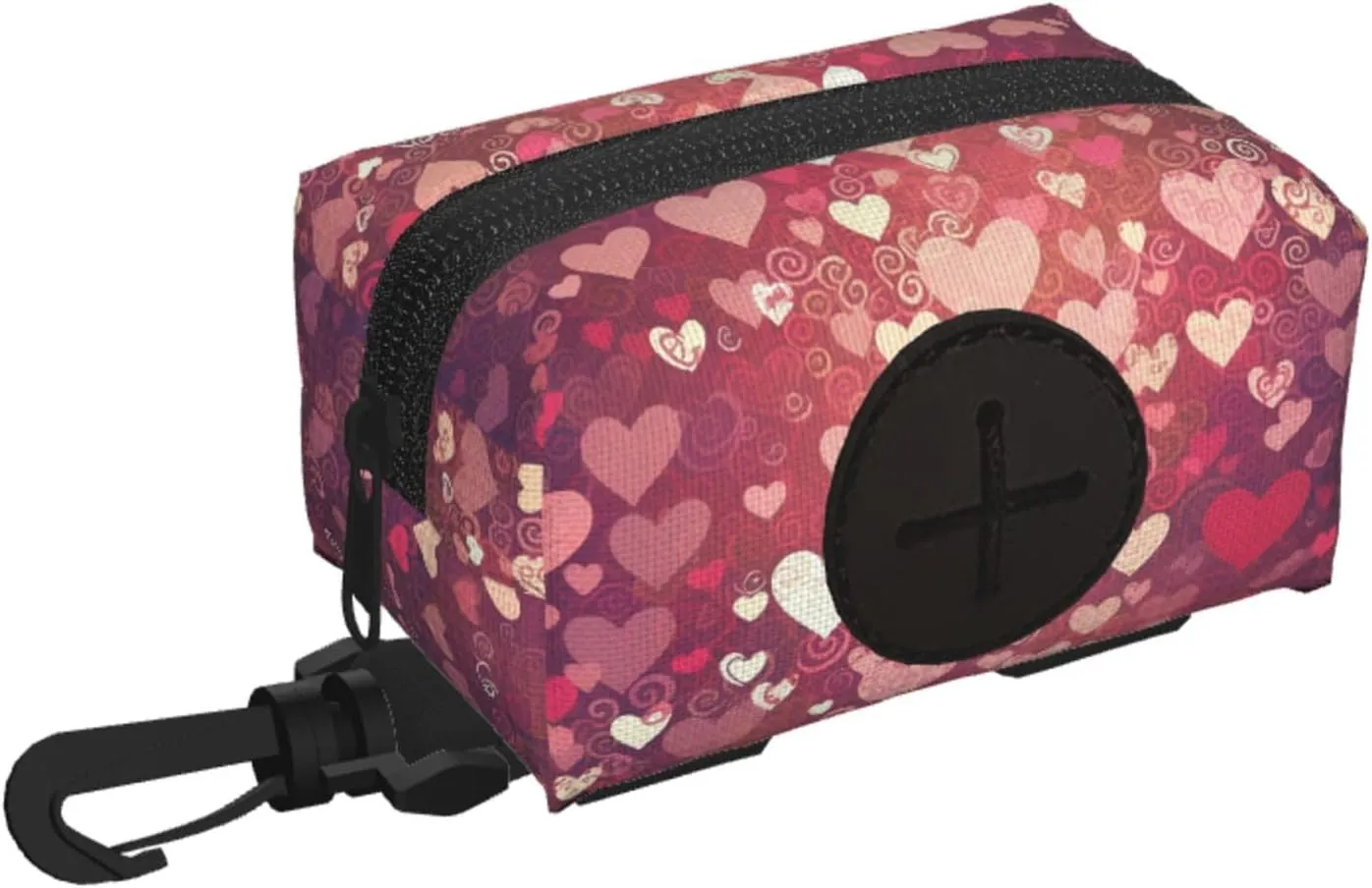Dog Poop Bag Holder For Leash, Lightweight Dispenser For Pet Waste Bags Heart Pattern Puppy Potty Carrier Small Doggy Zipper Pouch With Carabiner Clip