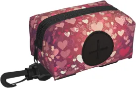 Dog Poop Bag Holder For Leash, Lightweight Dispenser For Pet Waste Bags Heart Pattern Puppy Potty Carrier Small Doggy Zipper Pouch With Carabiner Clip