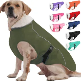EMUST Winter Dog Jacket, Windproof Dog Apparel for Cold Weather, Reflective Coats for Dogs, Warm Puppy Jacket, Green, S