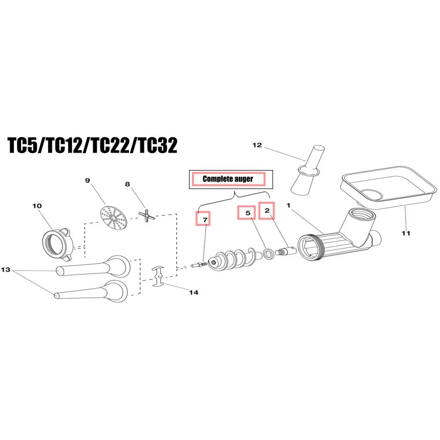 Fabio Leonardi TC22 Replacement Meat Grinder Auger / Screw Feeder