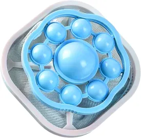 Floating Hair Filtering Mesh Removal Lint Catcher for Washing Machine Pet Hair Remover for Laundry Reusable Pet Hairs Catcher Washer Mesh Bag Filter Cleaning (Blue, 9.5cm)