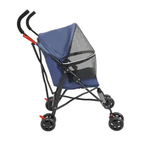 Folding Pet Stroller, Dog Stroller w/Sun Cover, Pad, Breathable Mesh Window Jogging Strollers Lightweight Travel Strollers for Small/Medium Dogs, Cats up to 22lbs (Blue)