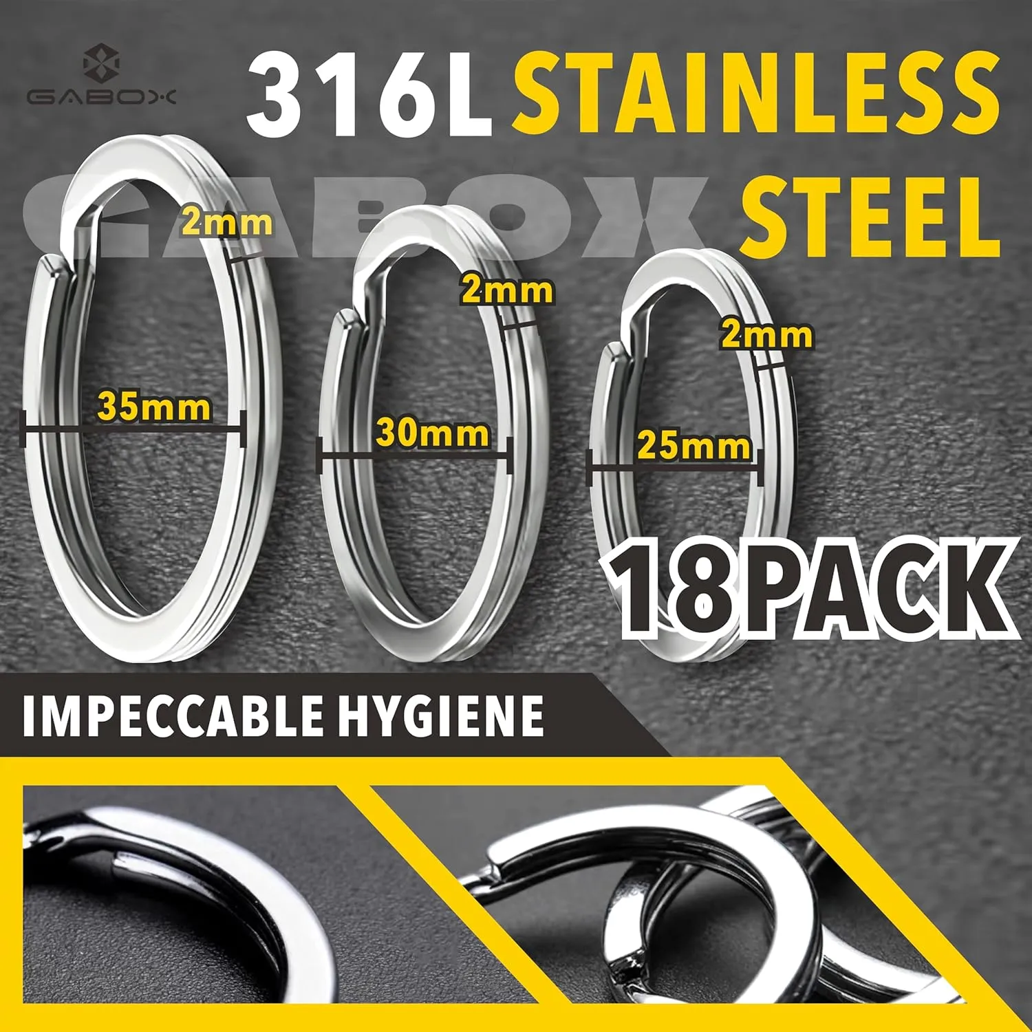 GABOX Medical-Grade 316L Stainless Steel Key Ring Ideal for Marine Enthusiast Pet Accessories Dog Tag Car DIY Handmade Craft