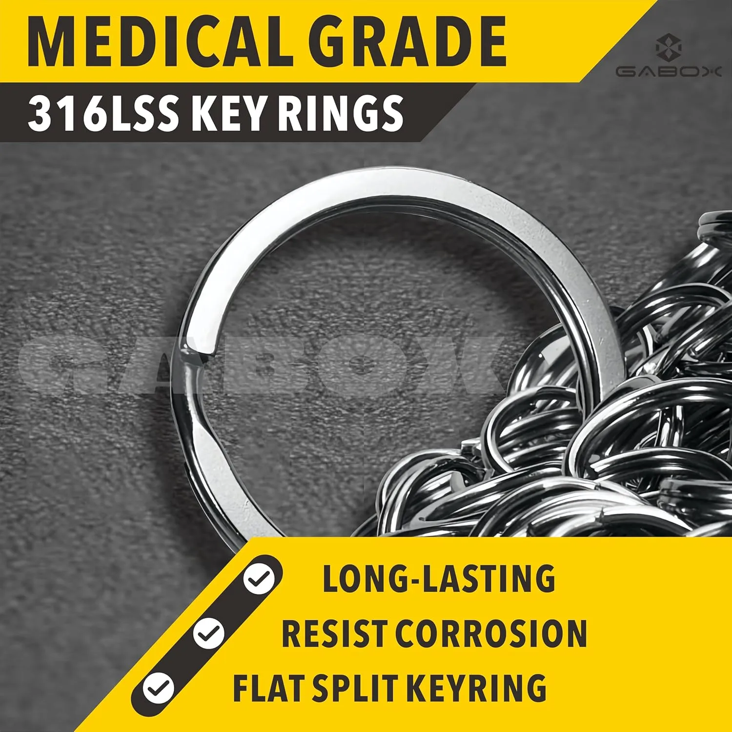 GABOX Medical-Grade 316L Stainless Steel Key Ring Ideal for Marine Enthusiast Pet Accessories Dog Tag Car DIY Handmade Craft