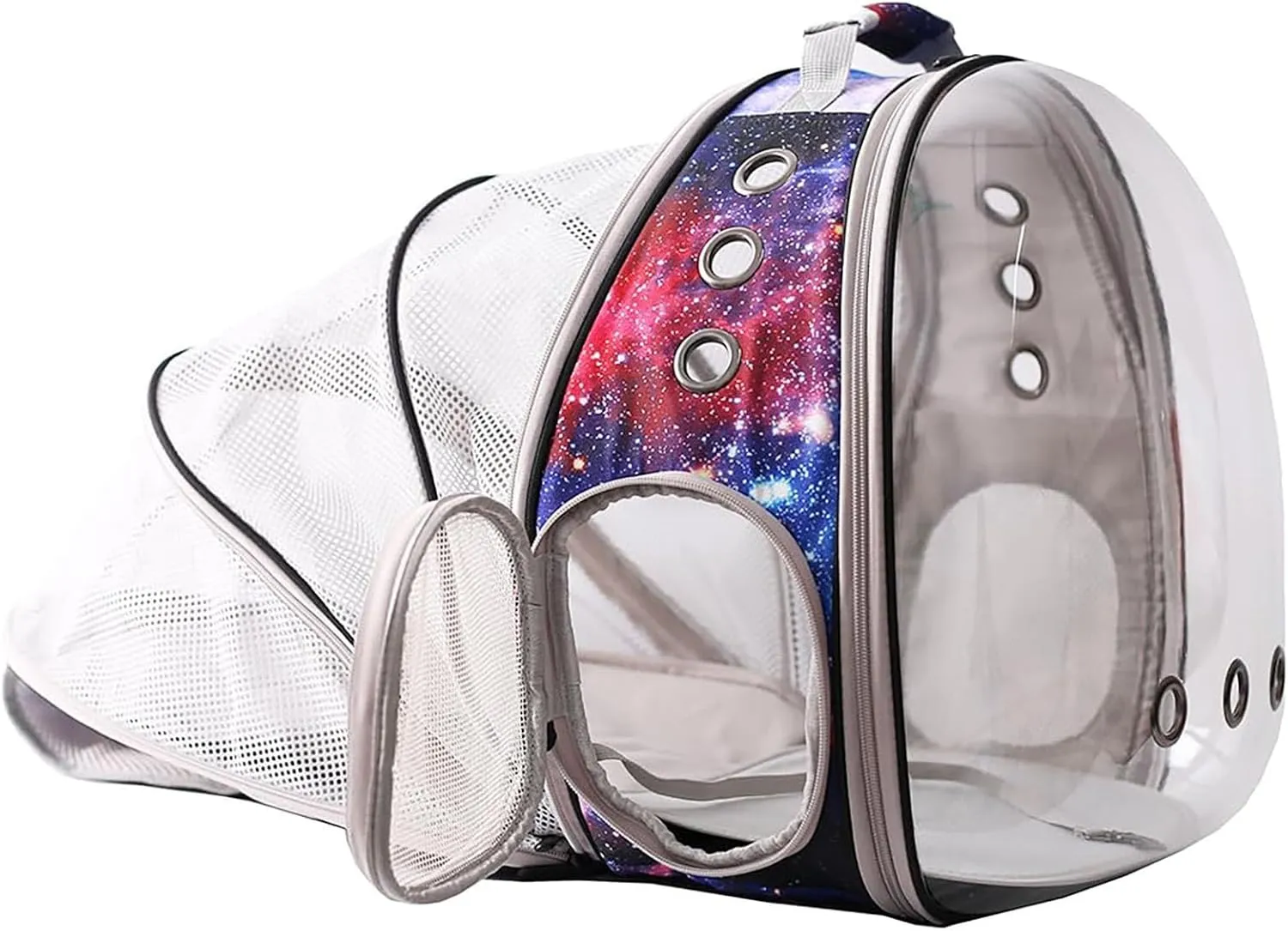 Galaxy Blue Cat Bubble Backpack, Back Extension Space Capsule Astronaut Clear Window Fit up to 12 Pounds Cat, Vet Transport Carry Bookbag, Airline Approved