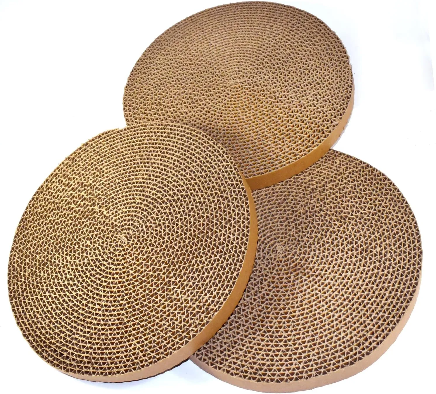 HQRP 3-Pack Round Cat Scratcher Refill, 10'' Round Scratch Pads for Cats, Refill for Cat Scratcher with Ball, Circular Cardboard Insert, Medium