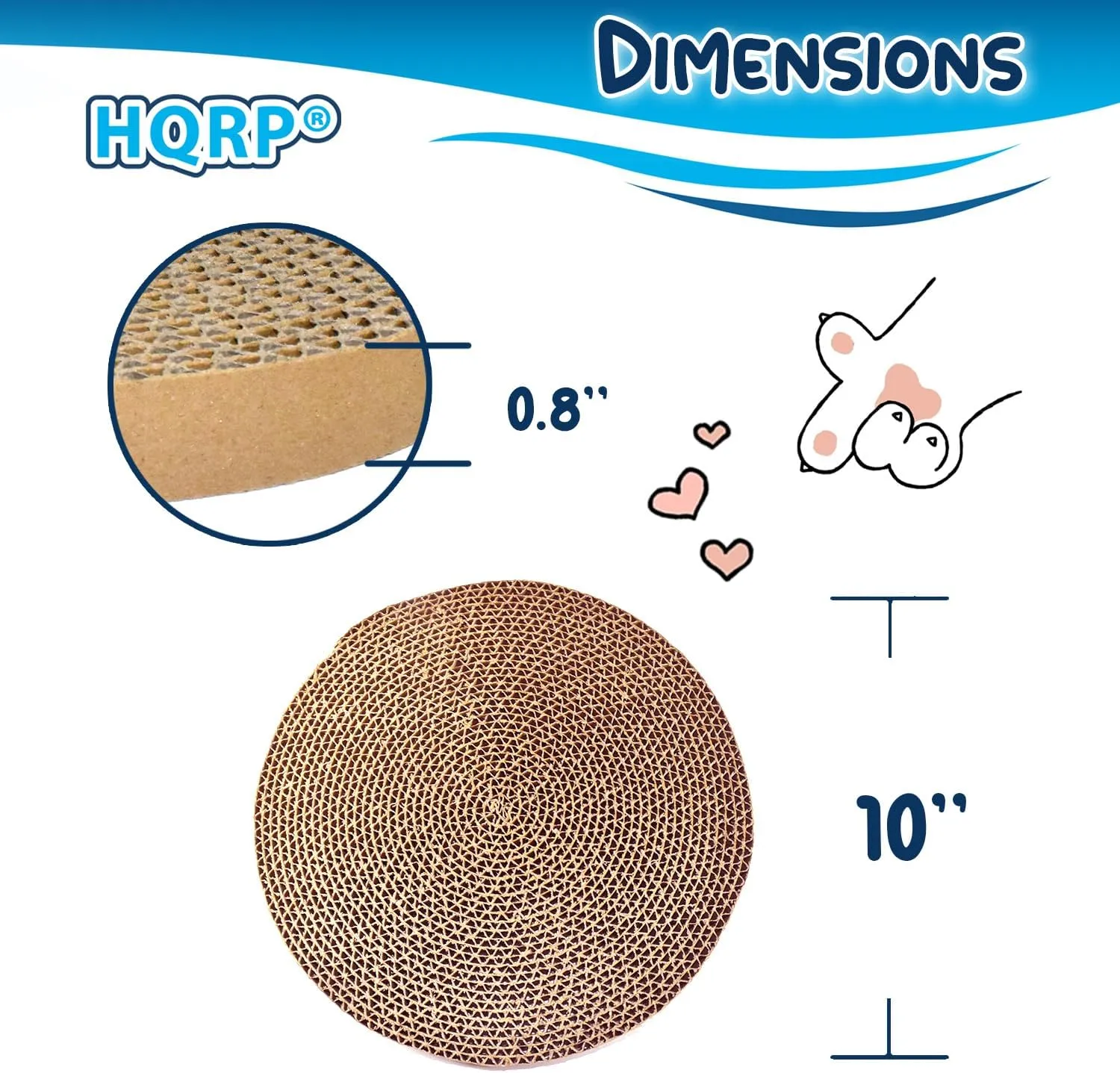 HQRP 3-Pack Round Cat Scratcher Refill, 10'' Round Scratch Pads for Cats, Refill for Cat Scratcher with Ball, Circular Cardboard Insert, Medium